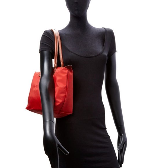 NWT LONGCHAMP Le Pliage Medium/Small Shoulder Tote Burnt Red AUTHENTIC - Picture 2 of 16